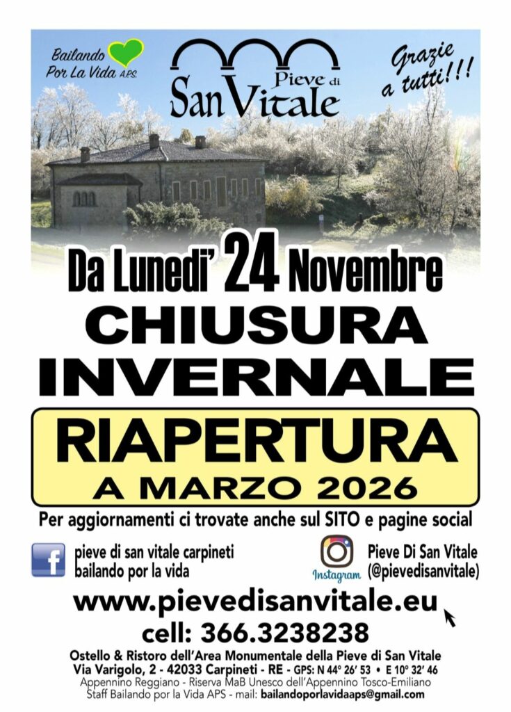 pieve san vitale chiusura invernale 2025